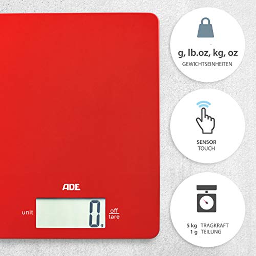 ADE Digitale Küchenwaage KE 1800-1 Leonie (Elektronische Waage für Küche und Haushalt, extrem flach, präzises Wiegen bis… – Bild 3