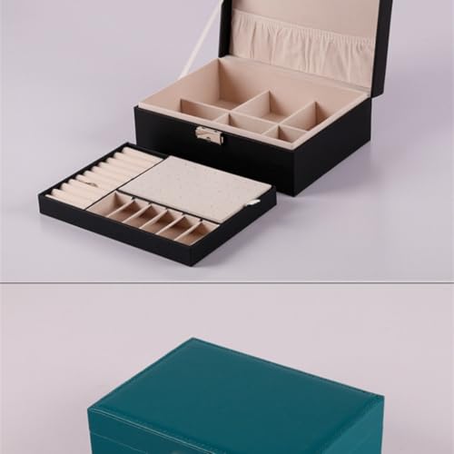 Boîte de rangement pour bijoux verrouillable à double compartiment