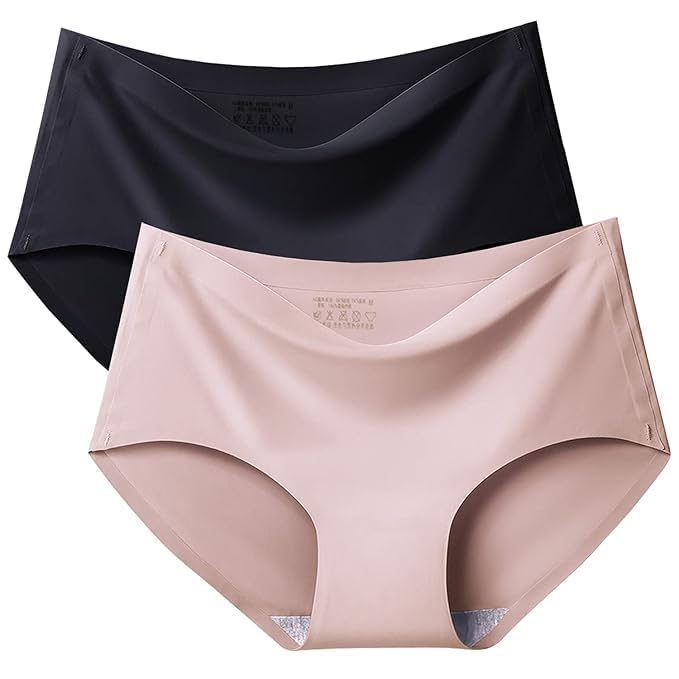 Women's Seamless Underwear - Soft, Breathable, No Panty Lines, Solid Color Traceless Ladies Slim Underwear for Girls Multi Colored Multicolour (Pack of 2, M)-picture-42