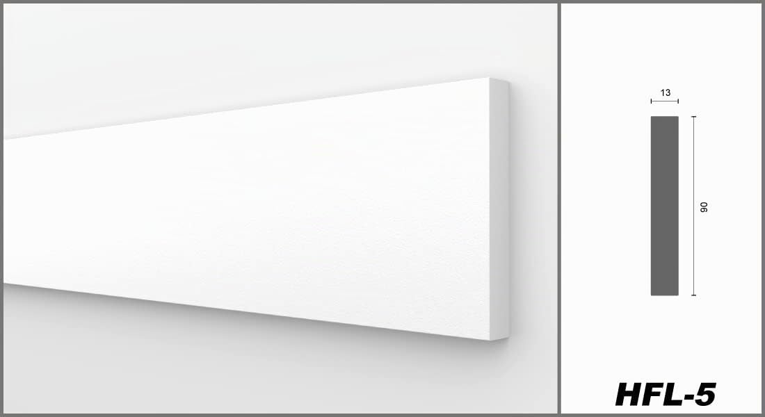 HEXIMO perfiles planos, XPS espuma de poliestireno de paneles de yeso perfiles planos para pared techo acabado tira decorativa construcción techo estuco marco (10,2 metros HFL 5)