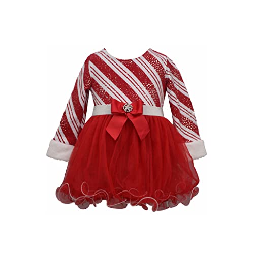 Bonnie Jean Girl's Christmas Holiday Dress - Candy Cane Striped Santa Dress For Baby Toddler Little And Big Girls, Red White, Size 3T #TOP2