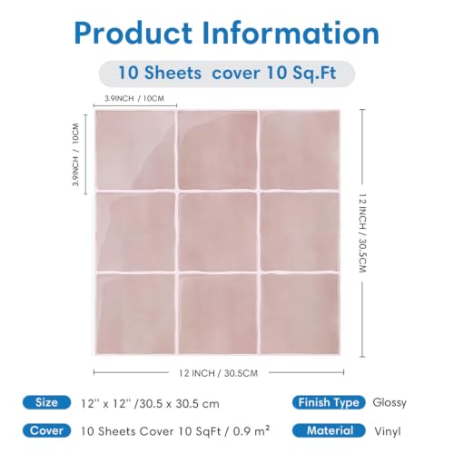 COMSTICKC Thicker 3D Peel and Stick Backsplash Tiles, 10 Pcs 12" x 12" by COMSTICKC - Used condition - Image 7