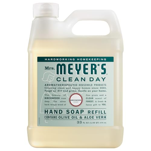 Mrs. MEYER'S Clean Day Liquid Hand Soap Refill, Birchwood Scent, 33 Ounce Bottle