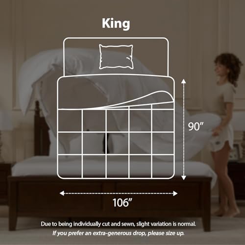 Image of Pacific Coast Goose Feather Down Fiber Comforters King Size, Extra Fluffy White Duvet Insert, Ultra-Soft, Breathable, All Season Hotel Luxury Bedding Comforters, 8 Corner & Center Loops (106 inchx90 inch)