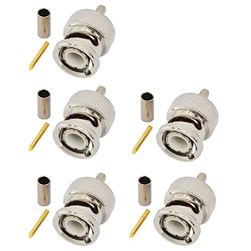 YILIANDUO 5 Piezas BNC Conector Crimp Plug Recto HF Conector coaxial Convertidor de Prueba para RG174 RG316 Cable coaxial