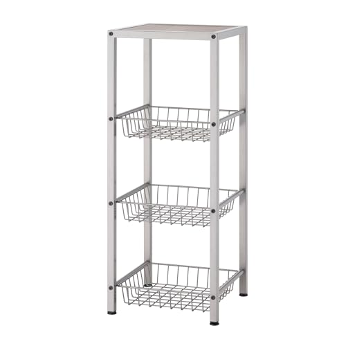 TRINITY 4-Tier Freestanding Metal Shelving Rack w Wire Baskets, 12"x12"x30"