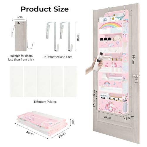 Étagère suspendue sur porte licorne Clastyle à 5 compartiments pour jouets - 7