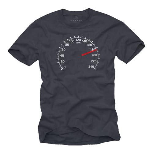 MAKAYA T-shirt velocímetro para homem - design retro Motorsport Auto e Moto, Cinzento azulado, L