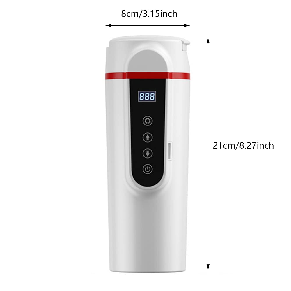 12/24V 420ml Acier Inoxydable Voiture Électrique Chauffé Voyage Tasse Eau Chaude Café Thé Thermique Tasse Tactile Température Réglage Contrôle Eau Tasse, Noir