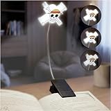 Get Trend One Piece Luz de Lectura 3D, Lampara Pinza, Lámpara LED Libro 3 Modos Protección Ojos, Flexible 360°, USB y Pilas, Luz Portatil Sombrero de Paja, Regalo Anime Manga