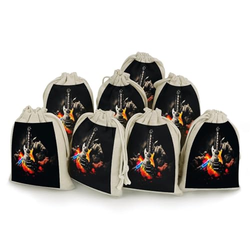 VTCTOASY Rock Music Drawstring Bag Multipurpose Cinch Bags Fashionable Drawstring Storage Bags Bunches Pocket Set of Eight for Daily Storage Kitchen Dressing Table