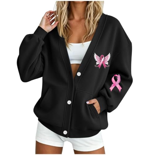 Breast Cancer Sweatshirt Cardigan for Women Oversized Fall Sweatshirt - image 1