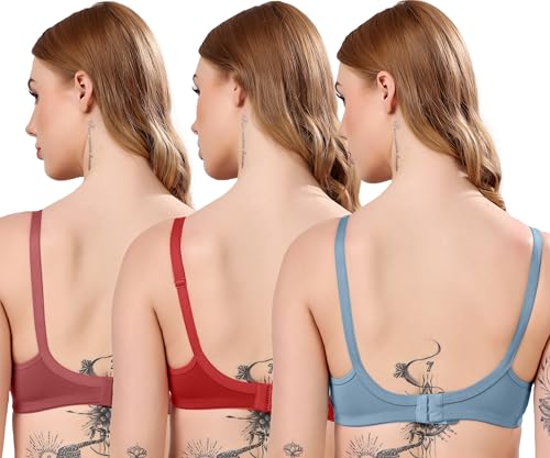 Image of London Hills Regular Bra for Women Everyday Non Padded Wire Free Full Coverage Cotton Blend