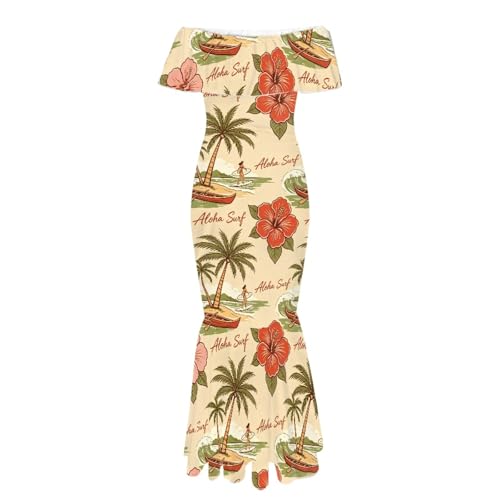 Image of Polynesian Dresses for Women Off Shoulder Maxi Dress Puletasi Samoan Dresses S-7XL