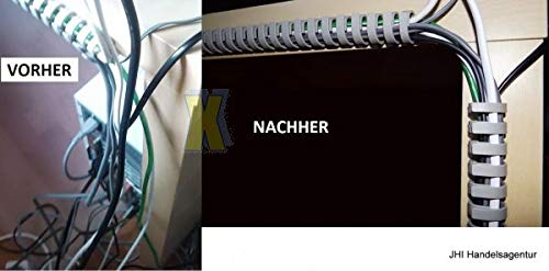 Flex Verdrahtungskanal Ø 40mm 1m (2X 50 cm) Flexkanal rund selbstklebend fixierbar auch als Kabelkanal für den Schreibtisch flexibel einsetzbar