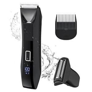Professional Ball Trimmer for Men, 2-in-1 Body Hair Groomer and Groin Hair Shaver -Dual-Head Trimmer for No-Nick Shaving, Smooth Grooming, Lightweight with Travel Lock, IPX7 Waterproof, LED Display