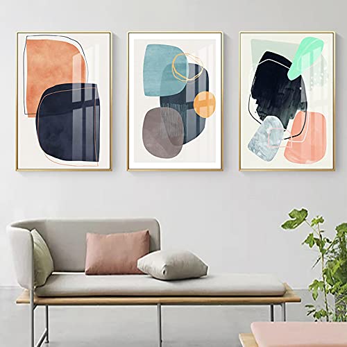 Toile de style nordique en lot de 3 affiches modernes 50x70 cm sans cadre pour salon