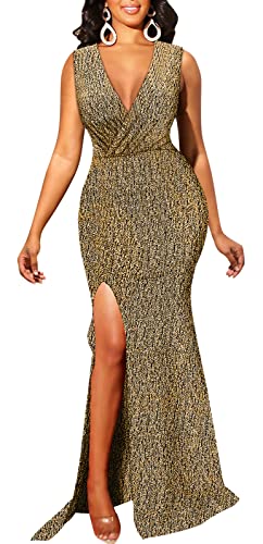 Image of Formal Long Sleeve Dress for Women Sequin Bodycon Ruched Sparkly Dresses
