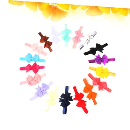 BESPORTBLE 20pcs Pure Color Shape Satin Ribbon Bow Headbands Assorted Colors Soft Elastic Hair Accessories for Newborns3