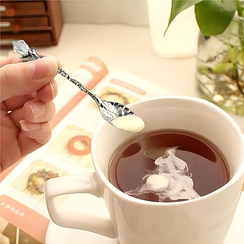 Zerodis ZERODIS6R3TMEHZ7I-12 6Pcs Teaspoon Set, Small Vintage Retro Royal Zinc Alloy Dessert Spoon thumb #5
