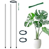 Extendable Monstera Plant Support Stakes, Made of Aluminum Alloy, Tomato Stakes Length Adjust from 17.3" to 32.2", Suitable for Indoor Outdoor Potted Amaryllis Vegetables Comes with 10 Ties-3Pack