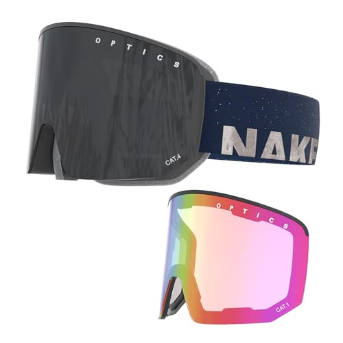 NAKED Optics The NOVA Ski Goggles Men, Ski Goggles Women, Snowboard Goggles (NOVA Moonlight, + bad weather lens included)