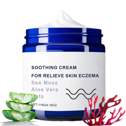 Crema calmante totalmente natural, crema para el cuidado corporal, crema de aloe vera para aliviar el eczema, nutritiva e hidratante, repara la sequedad y el enrojecimiento, para pieles sensibles