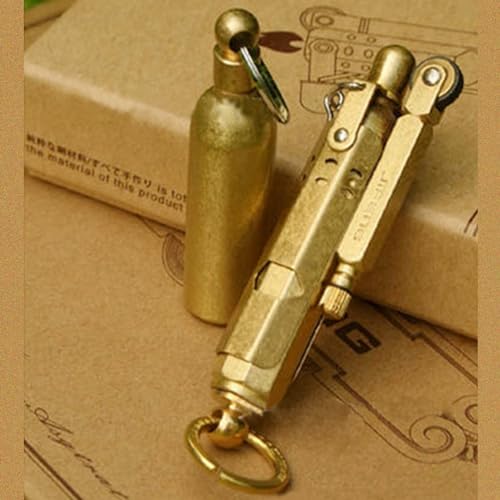 Handmade WWI WWII German Vintage Brass/Copper Trench lighter and Solid Brass fuel bottle