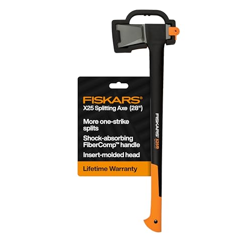 Fiskars X25 Splitting Axe, 28' Wood Splitting Axe for Medium to Large Size Logs with Shock Absorbing...