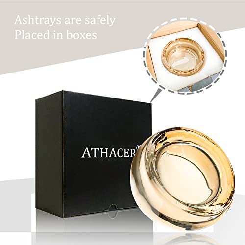 Athacer Ashtray Glass Crystal Ashtray，Ash Tray Sets For Home Outdoor Ashtrays For Cigarettes Patio Hotel (Amber) #TOP5