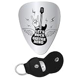 Dimensioni dei plettri per strumenti:plettri per chitarra:1.26 x 1 pollice (3.2 x 2.6cm ), spessore:0.1cm , Portachiavi in pelle PU:2.8 x 1.9 pollice (7 x 4.8cm )
