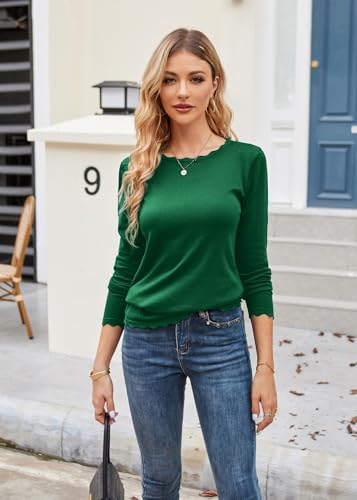 Image of GRACE KARIN Fall Sweaters for Women 2026 Long Sleeve Crewneck Business Casual Tops High Stretchy Knit Fitted Pullover Sweater