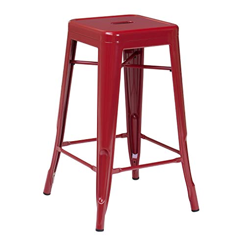 SKLUM Taburete Medio LIX Rojo Burdeos Comedor Cocina Bar Acabado Brillante