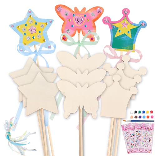 GZXUEHU 12 Kits Baguette Magique,Baguette Magique en Bois,Activite Manuelle,Artisanat en Bois à Peindre,pour Cadeau Anniversaire,Fête Décoration