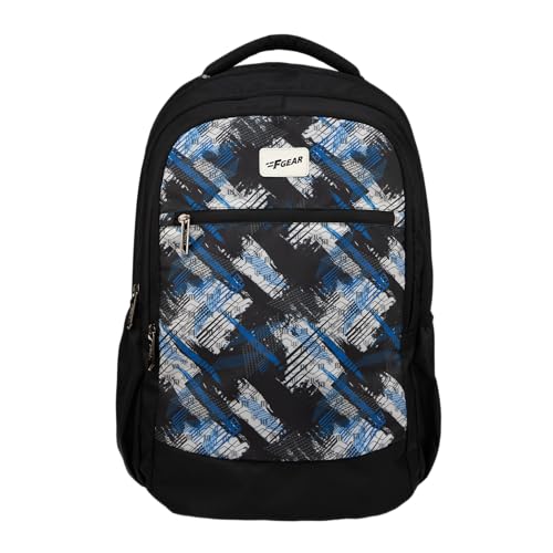 Image of F Gear Arashi Black 35L School Backpack|4 Compartments, 1 Front Pocket & water Bottle Holders|Laptop Sleeve|Ergonomic, Lightweight & Durable Design|Ideal for School, College, Work, Travel & Daily Use