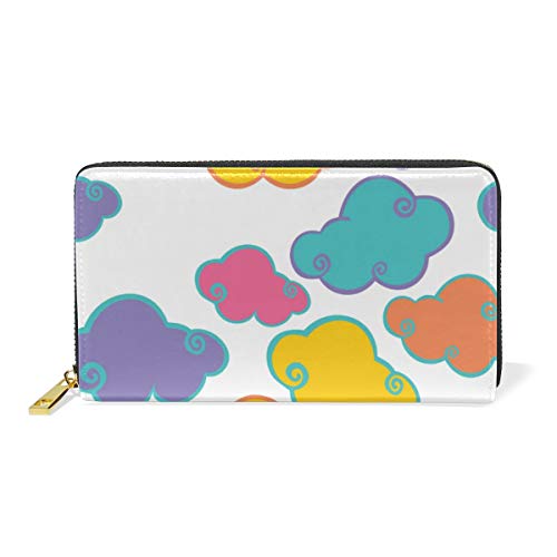 Preisvergleich Produktbild Gigijy Geldbörse für Damen, mit Kreditkartenfächern, aus echtem Leder, mit Reißverschluss, bunt