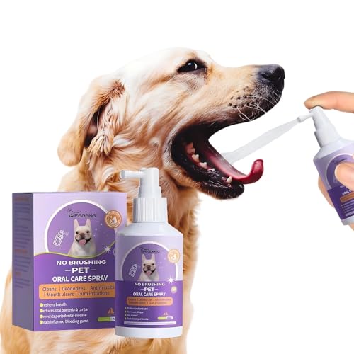 Spray Bucal para Perros,Previene Mal Aliento, Placa y Sarro Dientes, Aliento Fresco para Perros y Gatos, Cuidado oral para mascotas, No necesita Cepillo de Dientes