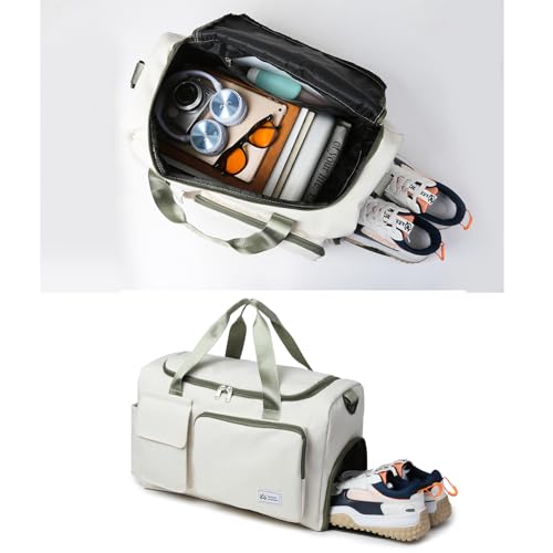 Image of Small Gym Bag for Women, Travel Duffle Bag Carry On Weekender Bag with Shoe Compartment