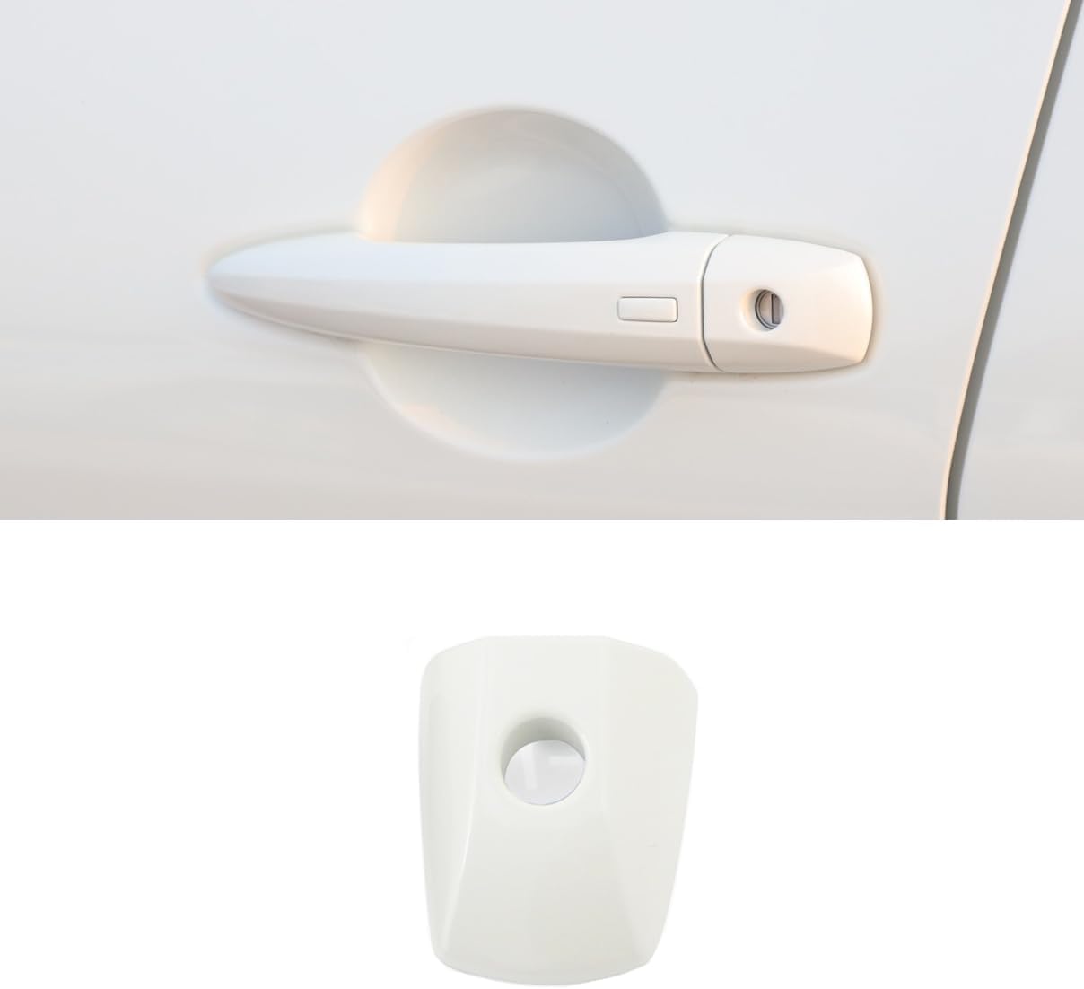 Front Left Driver Side Door Handle Key Lock Cap Cover for Nissan Sentra 2020 2021 2022 2023 2024 (Pearl White)