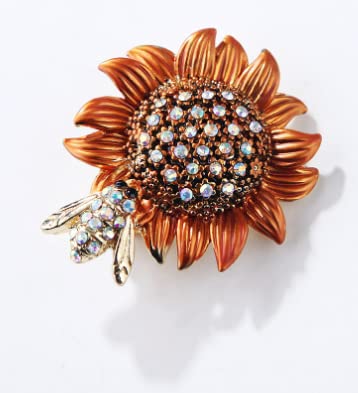 Retro Smart Bee Daisy Brooch Female Personality Sunflower Corsage Temperament Corsage Beauties Ladies Brooch Accessories Men Ladies Suit Jacket Brooch Jewelry 1 Piece Lapel (Rose Gold #4, One Size) #TOP1