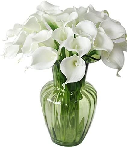 Sztuczne kwiaty Sztuczne rośliny, 15-calowe sztuczne bukiety kwiatów kalii (ilość w opakowaniu: 50, biało-niebieskie serce) (kolor: niebieski) (Color : Pure White)