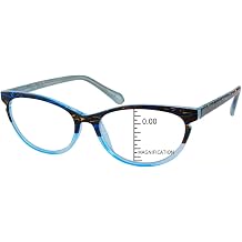 ProEyes Gemini, Progressive Multifocal Reading Glasses, Zero Magnification on Top Lens, Anti Blue Light Resin Lens Blue, 1.75 x