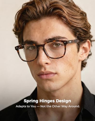 Image of TIJN Premium Blue Light Blocking Glasses for Women Men Computer Gaming Use | Square TR90 Frame Nerd Eyeglasses Anti Blue Ray with Red, Orange, Clear Lens for Computer, Phone, TV and Evening Screen Use