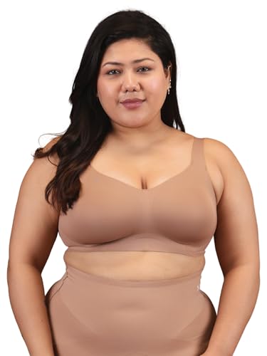 Image of Krvvy Premium Plus Size Super Supportive Bra | Full Coverage for Heavy Bust | Wireless Bra for Saggy Breast Support, Removable Cups, Wide Straps and Seamless Everyday Padded Bra 4 Hook Closure