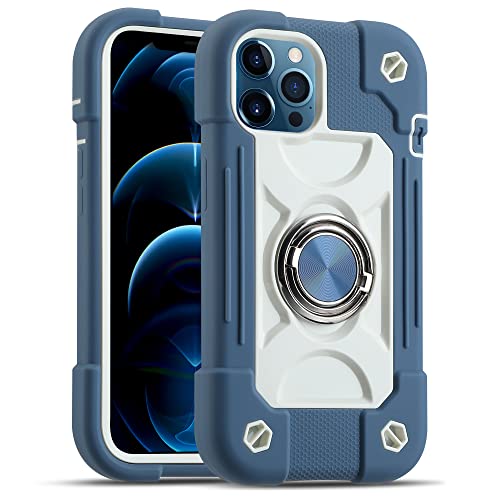 Image of MARKILL Compatible with iPhone Case with Ring Stand, Military Grade Drop Protection Full Body Rugged Heavy Duty Protective Durable Cover iPhone. (Blue, iPhone 12 Pro Max 6.7 inch)
