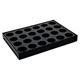 Maße 28 x 18 x 3 cm Ordnungsdisplay schwarz - Aufbewahrung für 24 Döschen bis zu 35mm Ø
