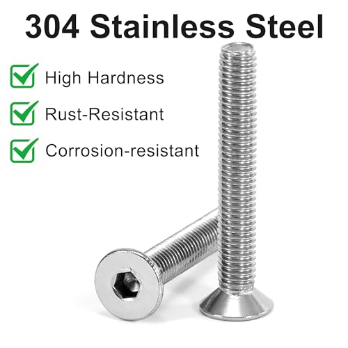 Tunejoy 30 Stück Senkkopfschrauben M5 x 35 mm Senkschrauben Edelstahl A2 V2A Senkkopf Innensechskant DIN 7991 Vollgewinde mit Inbusschlüssel
