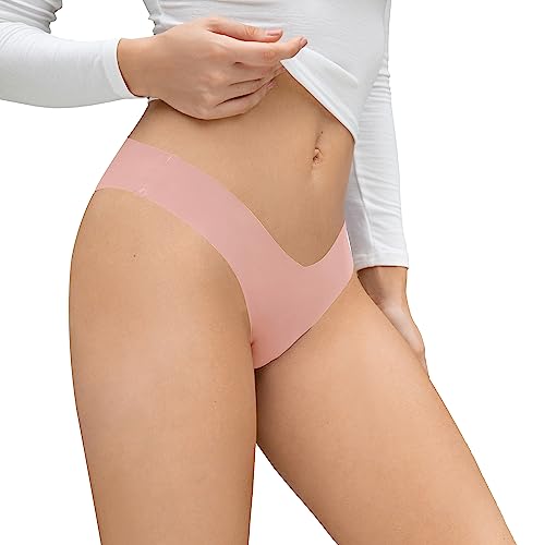 Image of DEANGELMON Women Seamless Bikini Cheeky Underwear Invisible No Show Panties V-Waist Hipster Ladies Soft Stretch Multi Pack