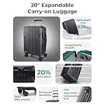 BAGSMART Carry On Luggage 22x14x9 Airline Approved, Lightweight luggage with Spinner Wheels, 20 Inch Expandable Hardside Carry On Suitcase with TSA Lock Rolling Travel suitcase Carry-On, Black - Image 3