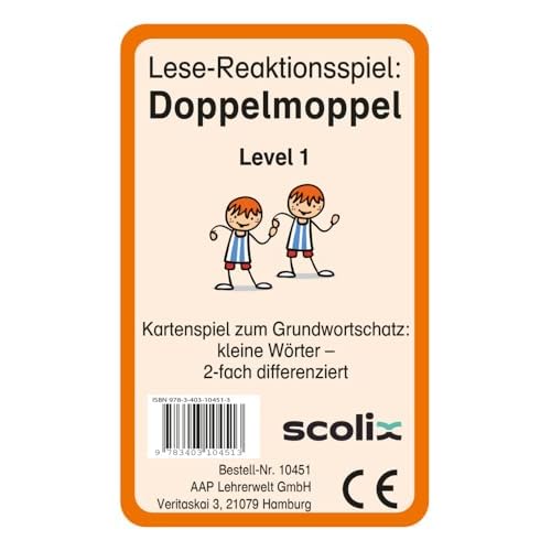 Lese-Reaktionsspiel: Doppelmoppel Level 1: Kartenspiel zum Grundwortschatz: kleine Wörter - 2-fach differenziert (1. bis 4. Klasse)